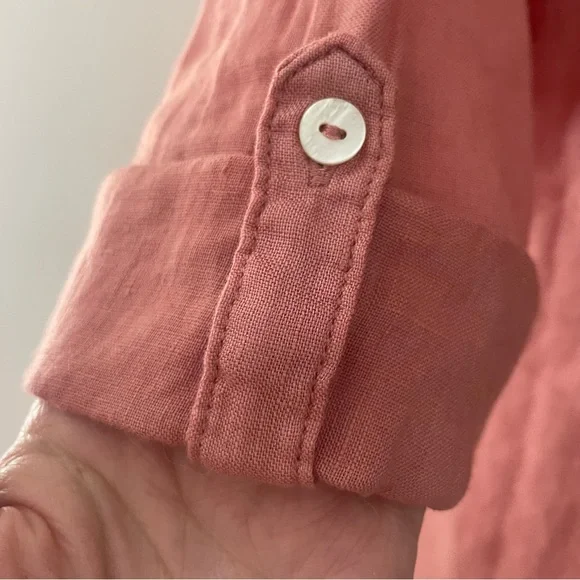 Cynthia Rowley soft coral Linen pintuck 3/4 sleeve tunic top S - Picture 2 of 6